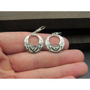 Sterling Silver South American Pattern Rustic Earrings Vintage Wedding
